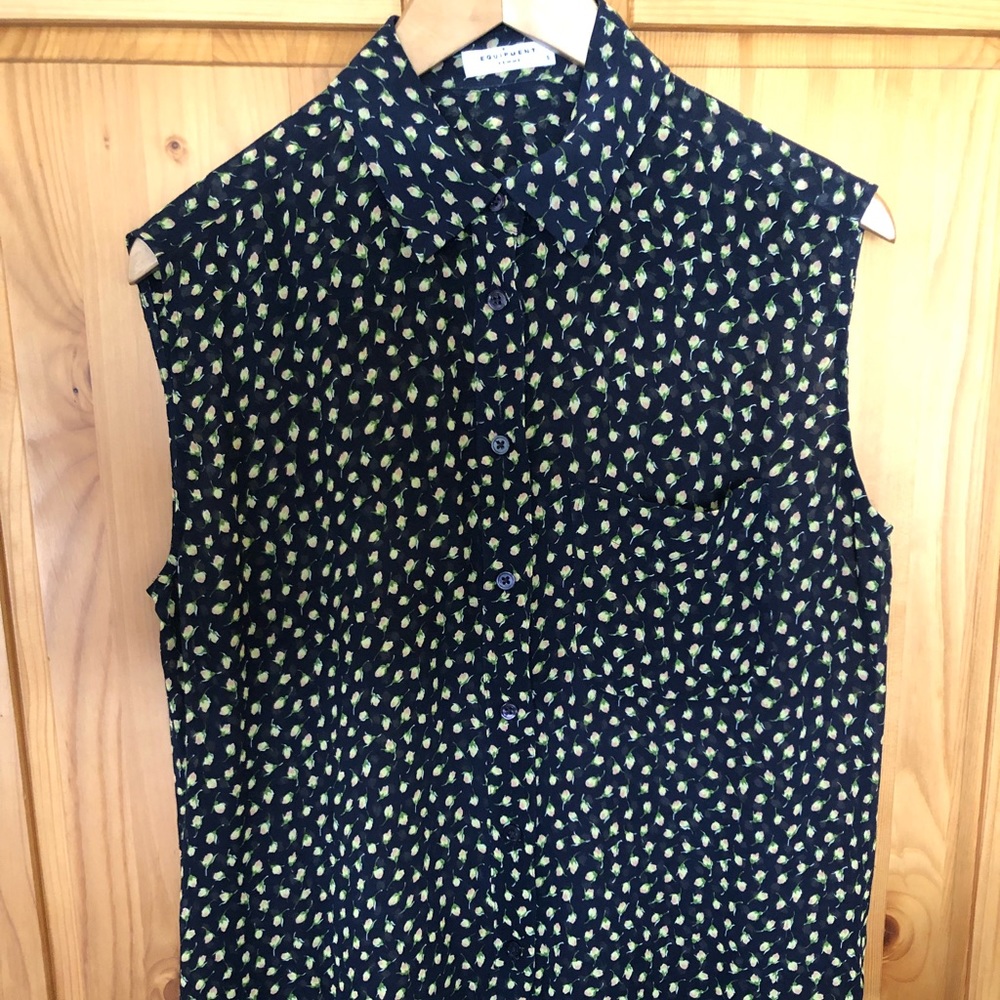 Equipment Silk chiffon tie front sleeveless blouse